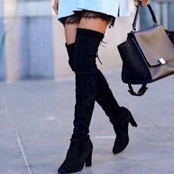 2xHP🎉 Stuart Weitzman Highland Over-The-Knee Suede Boots in Black - Picture 2 of 12